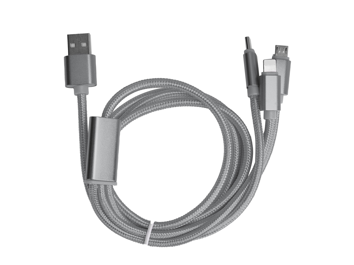 Cabo de Carregamento Rápido 3 em 1 Nylon para iPhone e Tipo C EOOCOO