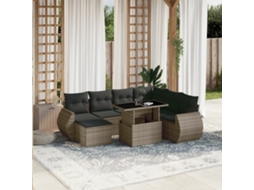 Vidaxl 8 Pcs Conjunto Sofás De Jardim C/ Almofadões Vime Pe Cinzento