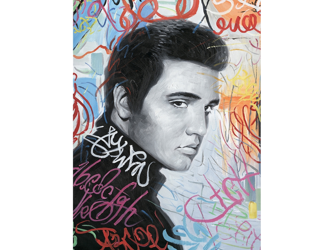 Quadro a Óleo HISPANOHOGAR Elvis graffiti (70x100cm)