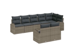 Vidaxl Conjunto De Sofá De Jardim Com Almofada 8 Pcs Cinzeto Vime Pe