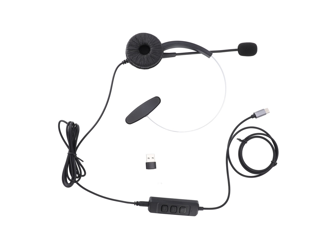 Telefone com microfone com cancelamento de ruído e ajuste de volume para central de atendimento, preto | S/BRAND
