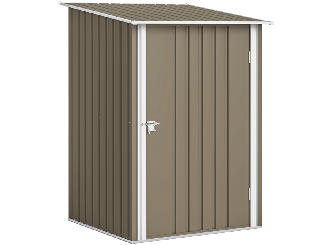 Casinha de Ferramentas, Aço Galvanizado, Porta, 100x104x160 cm, MARROM E BRANCA