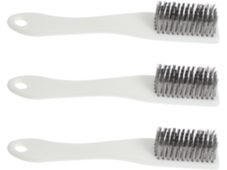 Kit De 3 Escovas Arame Com Cabo Plástico Bege Para Limpeza Superfícies Delicadas Em Casa