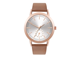 Relógio Casual de Quartzo com Pulseira Pu Unisex Moda Presente Branco Marrom