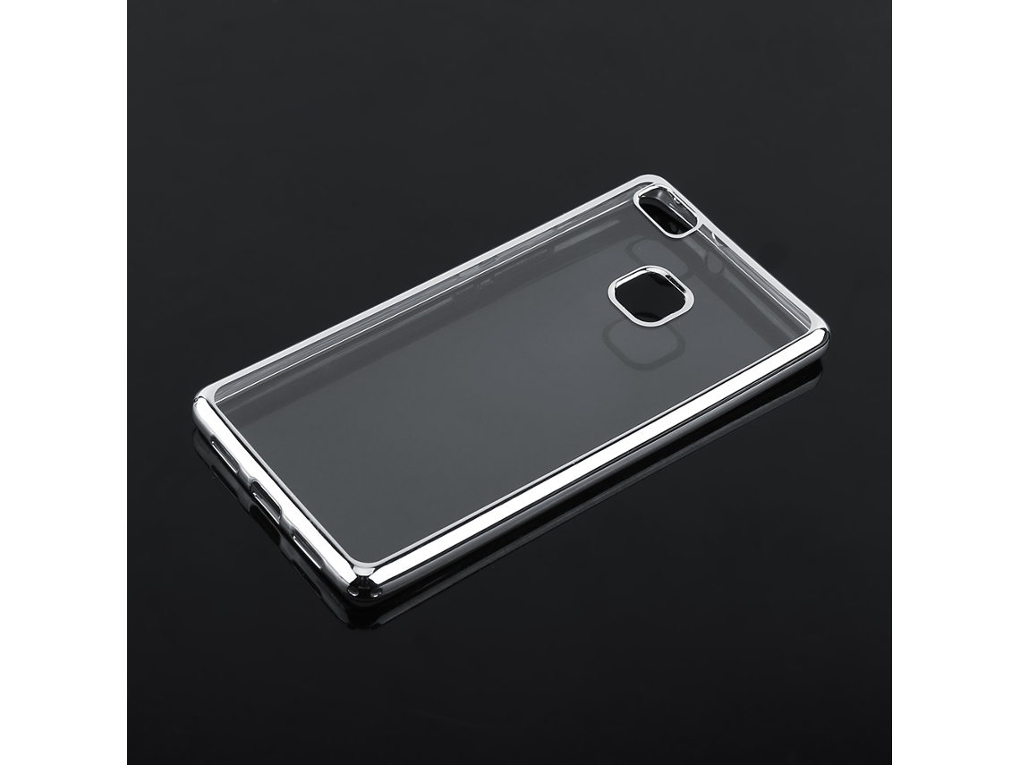 Capa de Telefone Huawei P9 Lite Youth Edition Capa de Telefone Macia Transparente de Tpu Eletroplatada (prata) EOOCOO (transparente, Anti impacto)