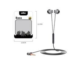 Auriculares de 3,5 Mm em Forma de Leto de 90 Graus Baixo Estéreo com Controle de Fio Cinza