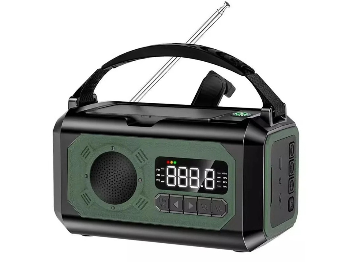Rádio de manivela YIZHOOD alimentado por energia solar, lanterna de emergência multifuncional verde escura de 16000 mAh