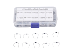 Kit de diodos retificadores variados 1N4001 1N4007 1N5819 200 peças para desenvolvimento e manutenção eletrônica