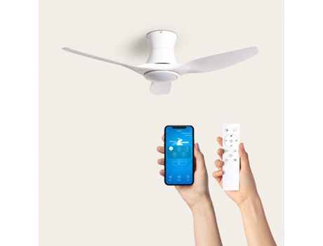 Ventilador de Teto Silencioso Branco Salamina 132Cm Motor Dc Controle Remoto com Luz Wifi: Sim TECHBREY