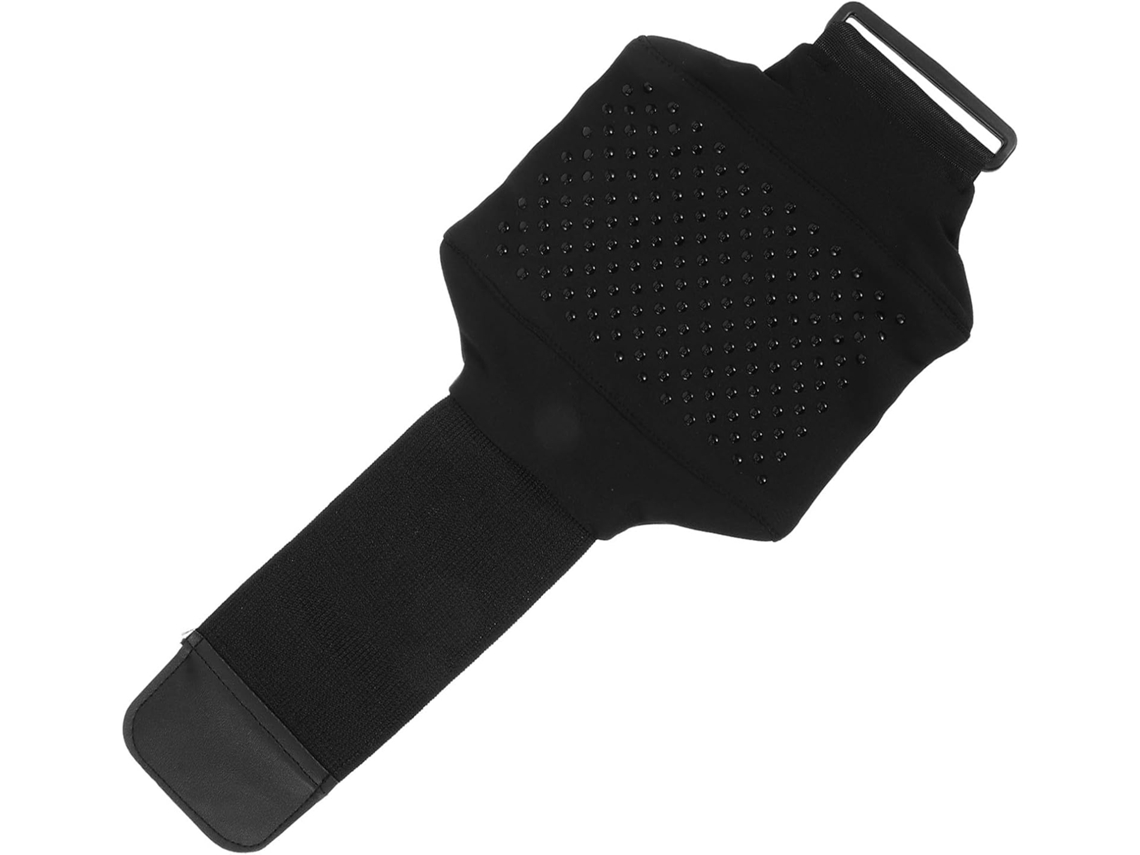 Bolsa de perna para celular em tecido preto elástico e respirável