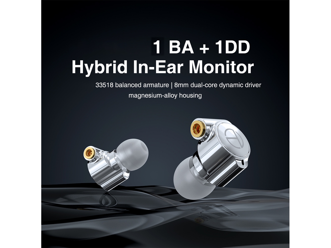 Fone De Ouvido Intra-auricular Trn Ta1 Hifi 1ba+1dd Driver Híbrido Com Cabo Desmontável Prateado Mmcx
