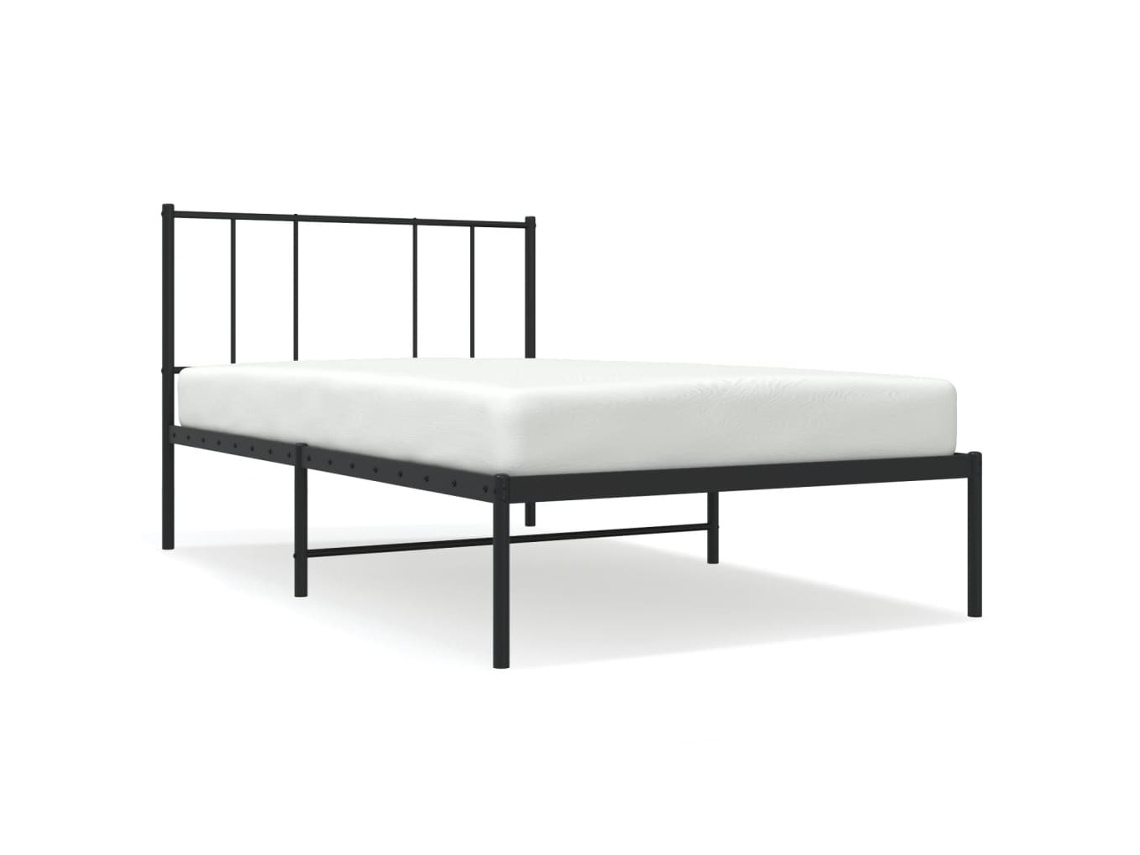 Estrutura De Cama Vidaxl Preto Aço (100x200 Cm)