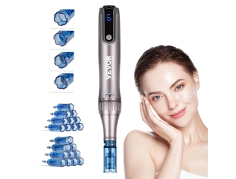 VEVOR Dermapen M8S Microneedling Elétrico 6 Velocidades 20 Agulhas Tela Lcd