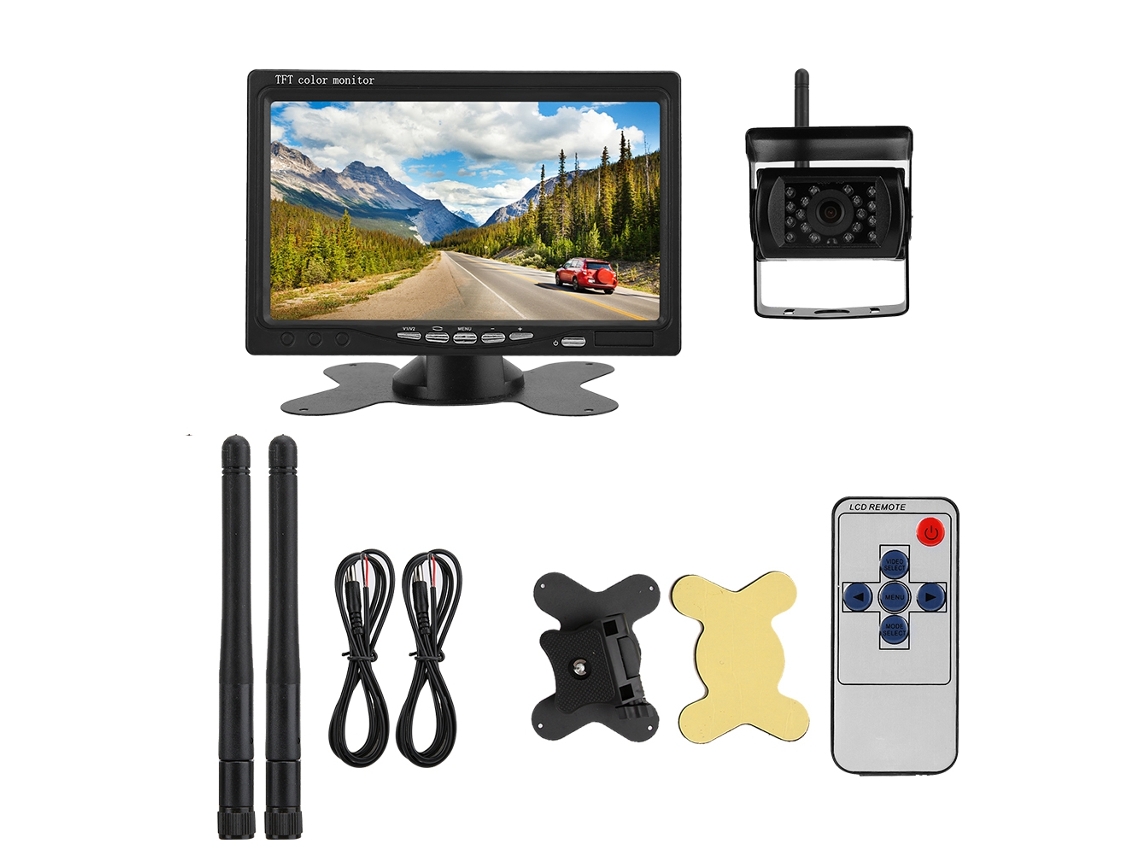 Sistema De Câmera De Ré Com Monitor Lcd Sem Fio De 7 Polegadas (tela Grande Hd De 7 Polegadas, Visão Noturna Infravermelha)