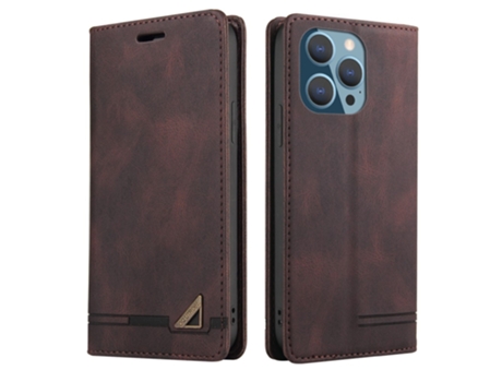 Capa Bloqueio Rfid Para Iphone 14 Pro Max Gq.utrobe Pele Sintética Castanho