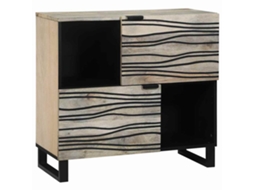 Vidaxl Buffet Branco 80 X 33 X 75 Cm Madeira De Mangueira Maciça