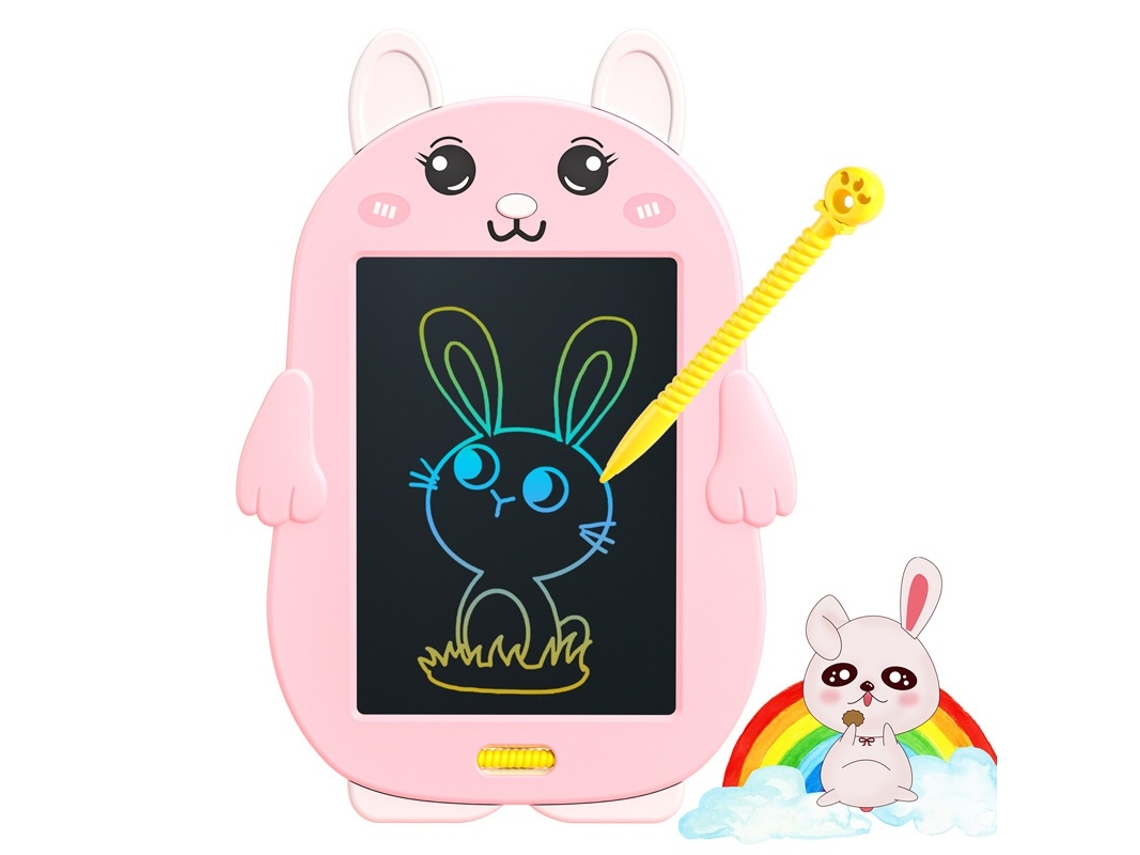 Tablet De Escrita Lcd Infantil, Design Coelho, Com Apagamento Rápido Elysve
