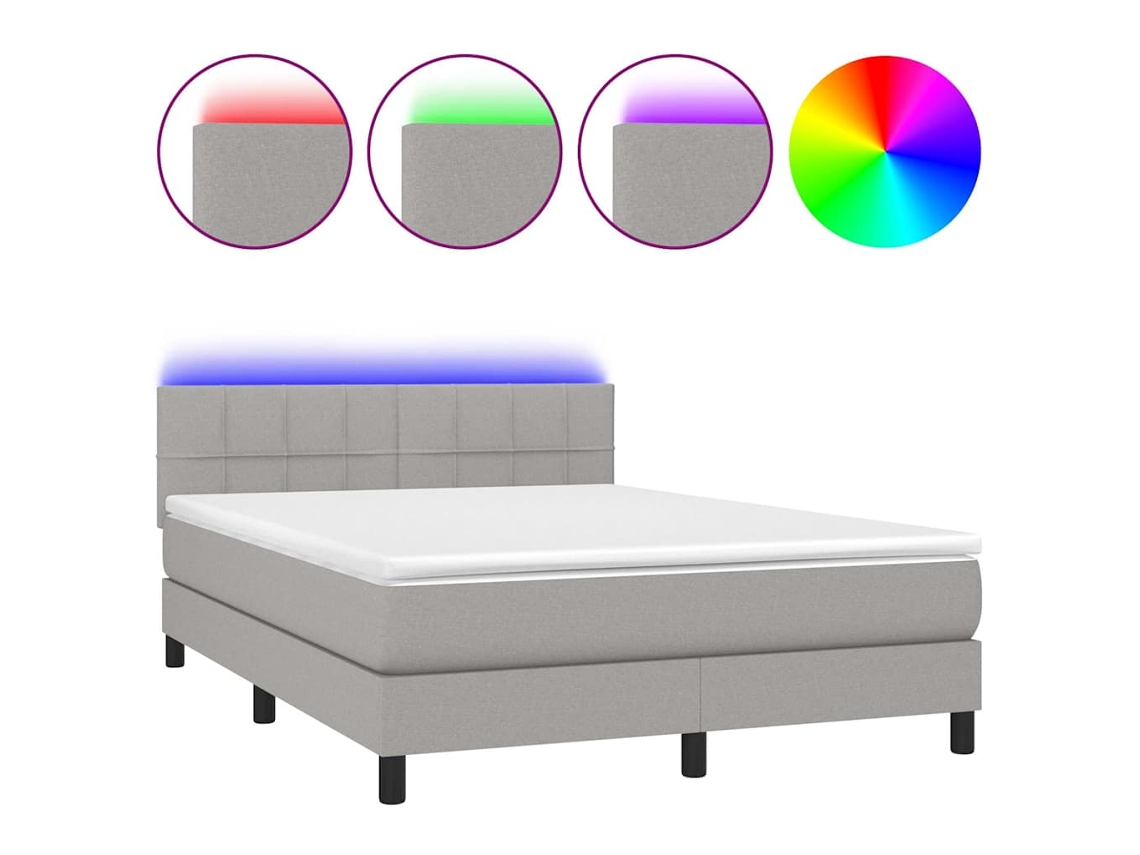 Box Spring Bed, Box Spring Beds Vidaxl Cinzeto Tecido (140 X 200 Cm)