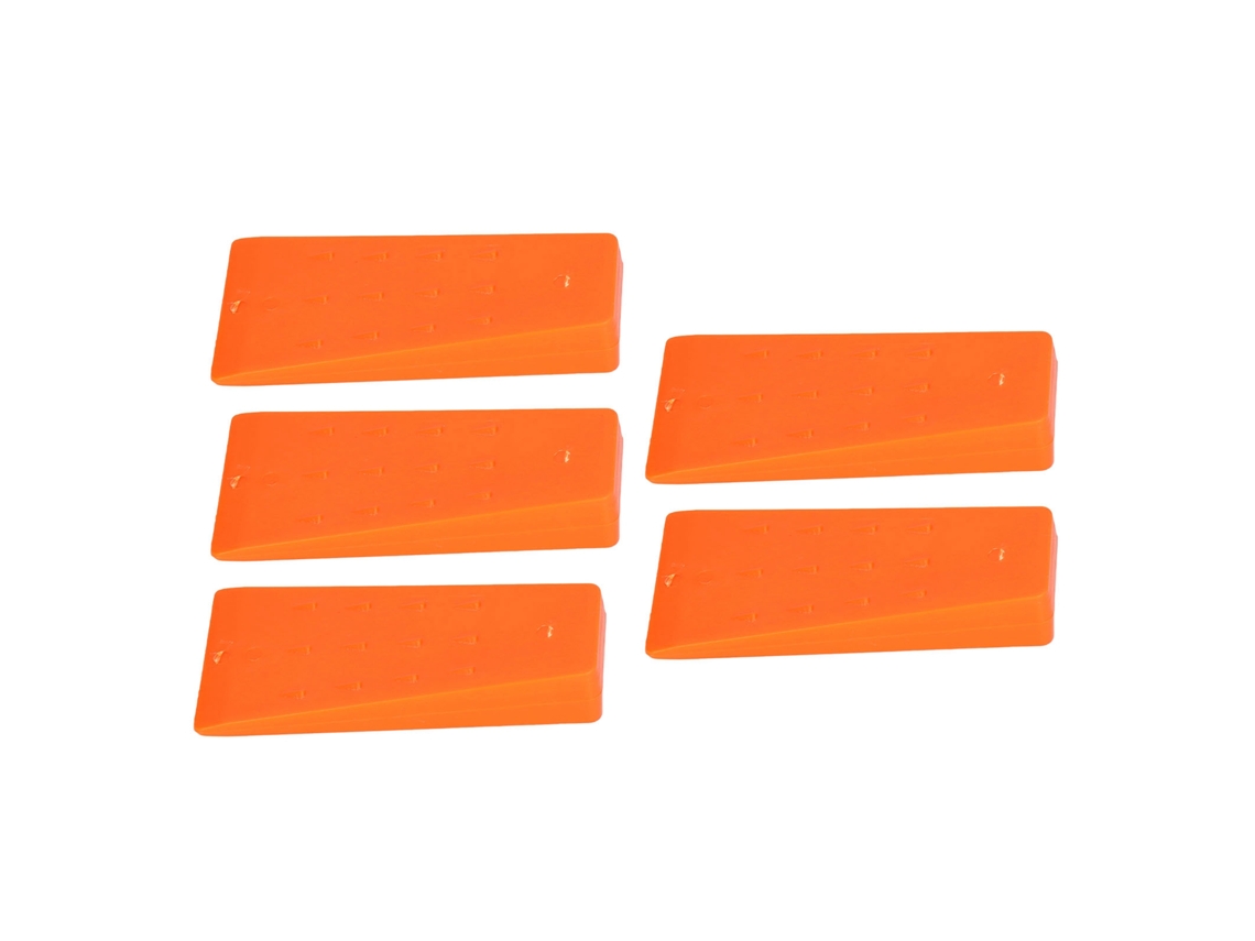 Conjunto de 5 cunhas para árvores com pontas de ABS anticorrosivas laranja para poda e motosserra.