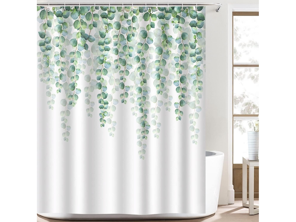 Cortina De Banheiro Com Folhas De Eucalipto, Decorativa, 72x72 Polegadas, Impermeável