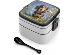 Lancheira Bento Pad Dachshund, Empilhável, Com Tampas, Isolada, À Prova De Vazamentos, 2-compartimentos, Reutilizável