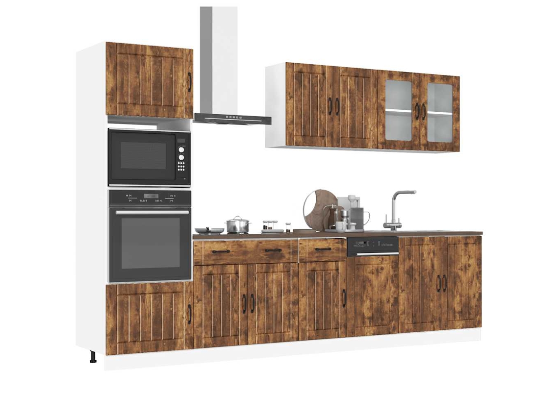 Vidaxl 7 Peças Armário De Cozinha Conjunto Lucca Carvalho Fumado