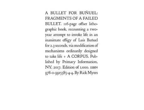 Livro Rick Myers A Bullet for Bunuel de Rick Myers (Inglês)