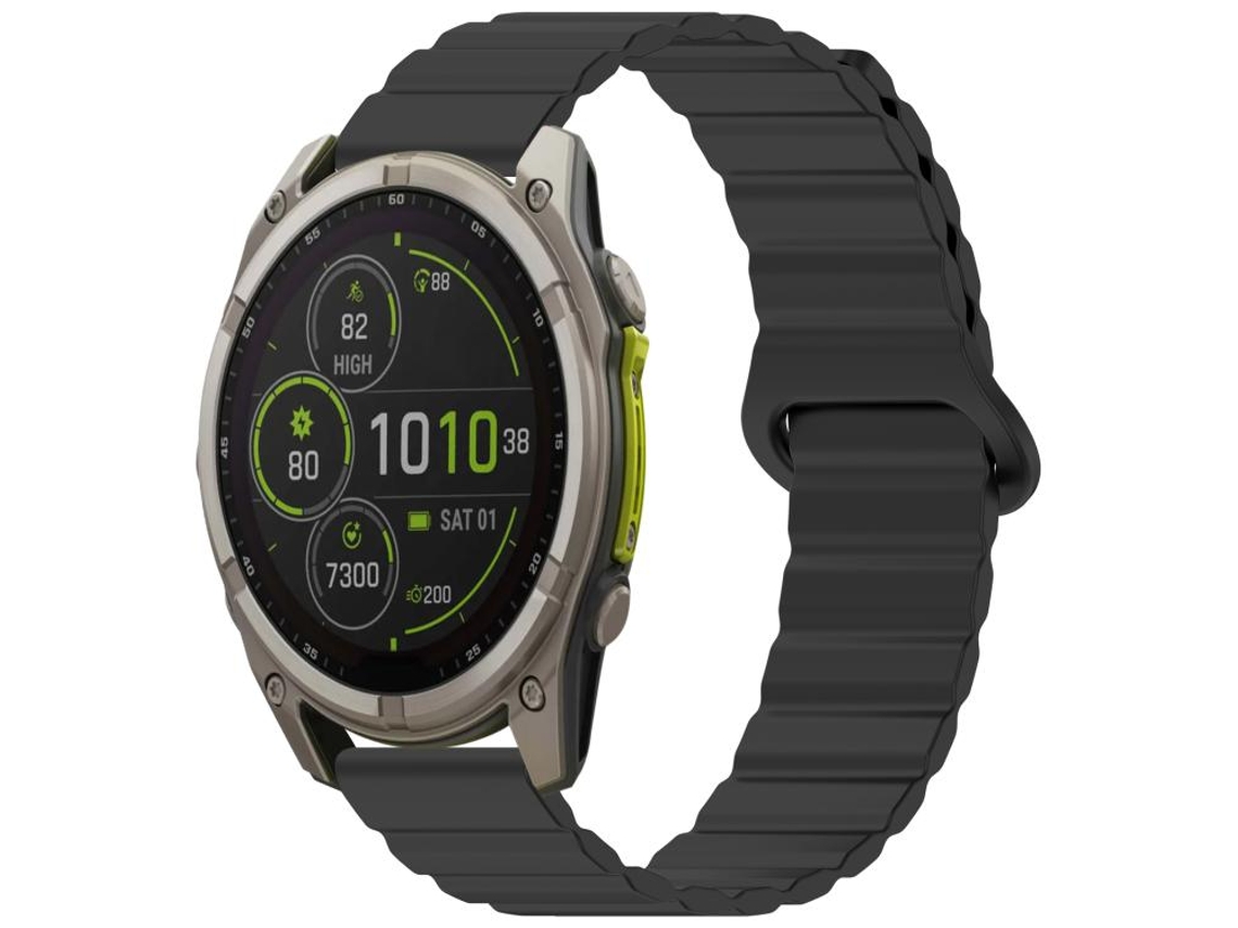 Bracelete para Garmin Fenix 8/7x/6x/5x silicone magnético brilhante preta XIAOMOYU (22mm)