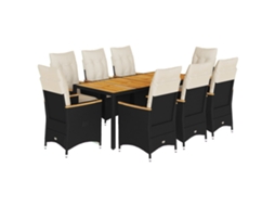 Garden Dining Set, Garden Dining Sets Vidaxl Preto Rattan / Vime (190 X 90 X 75 Cm)
