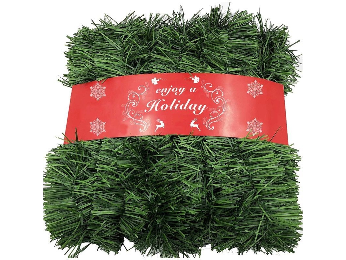 Guirlanda de Natal 15m decoração artificial verde para lar e jardim | S/MARCA
