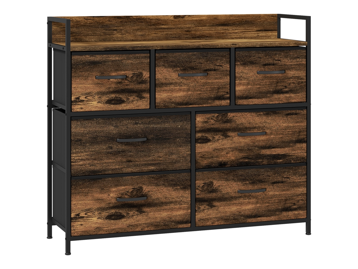 Cômoda BTFORUS 7 Gavetas com Gavetas de Tecido, estrutura em Aço Preto, 98x29x85cm