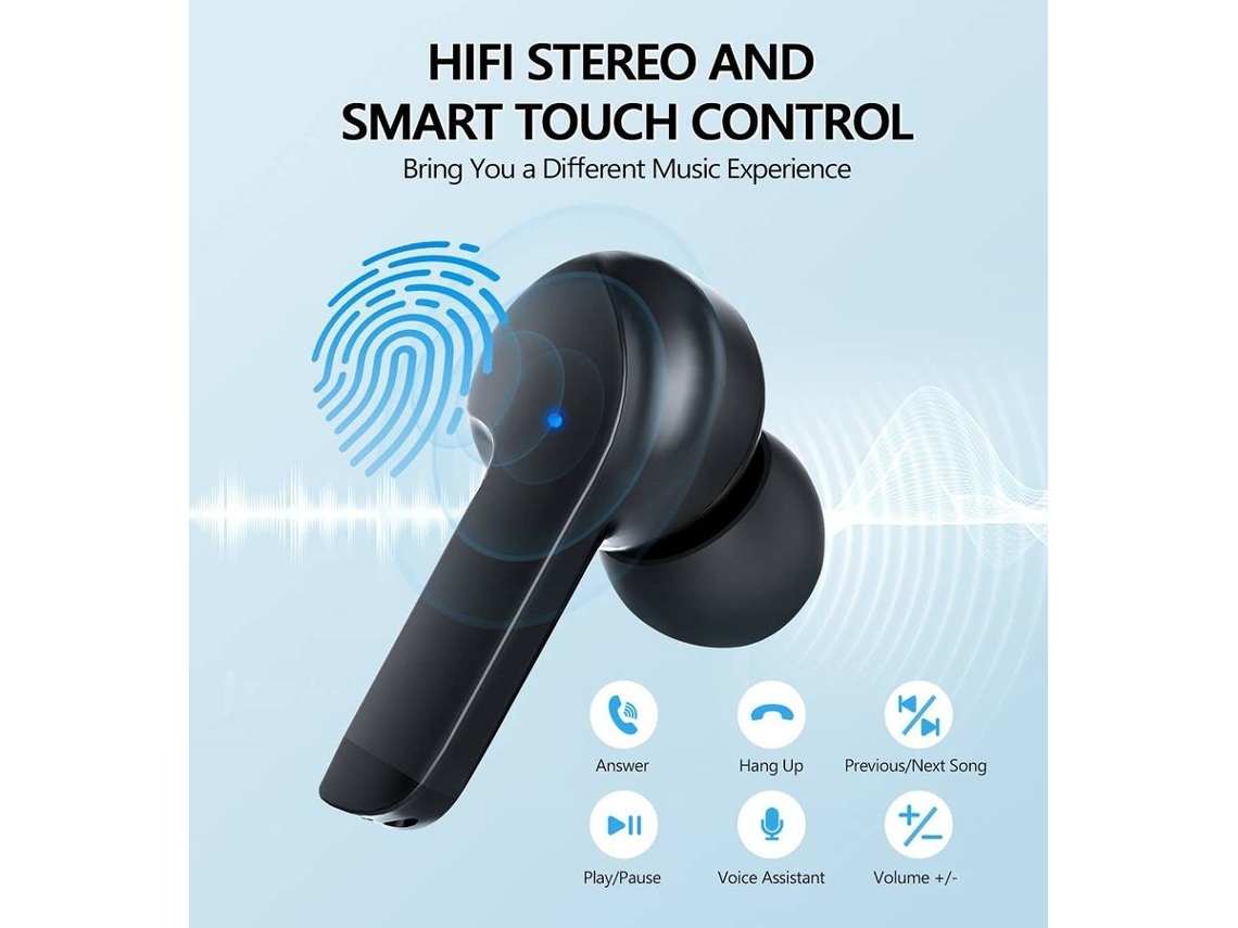 Auriculares Bluetooth True Wireless ENZONS Sem Fio 5.1 Sem Fio com Tela de  Led Lismpare Hi-Fi Estéreo Intra- Sem