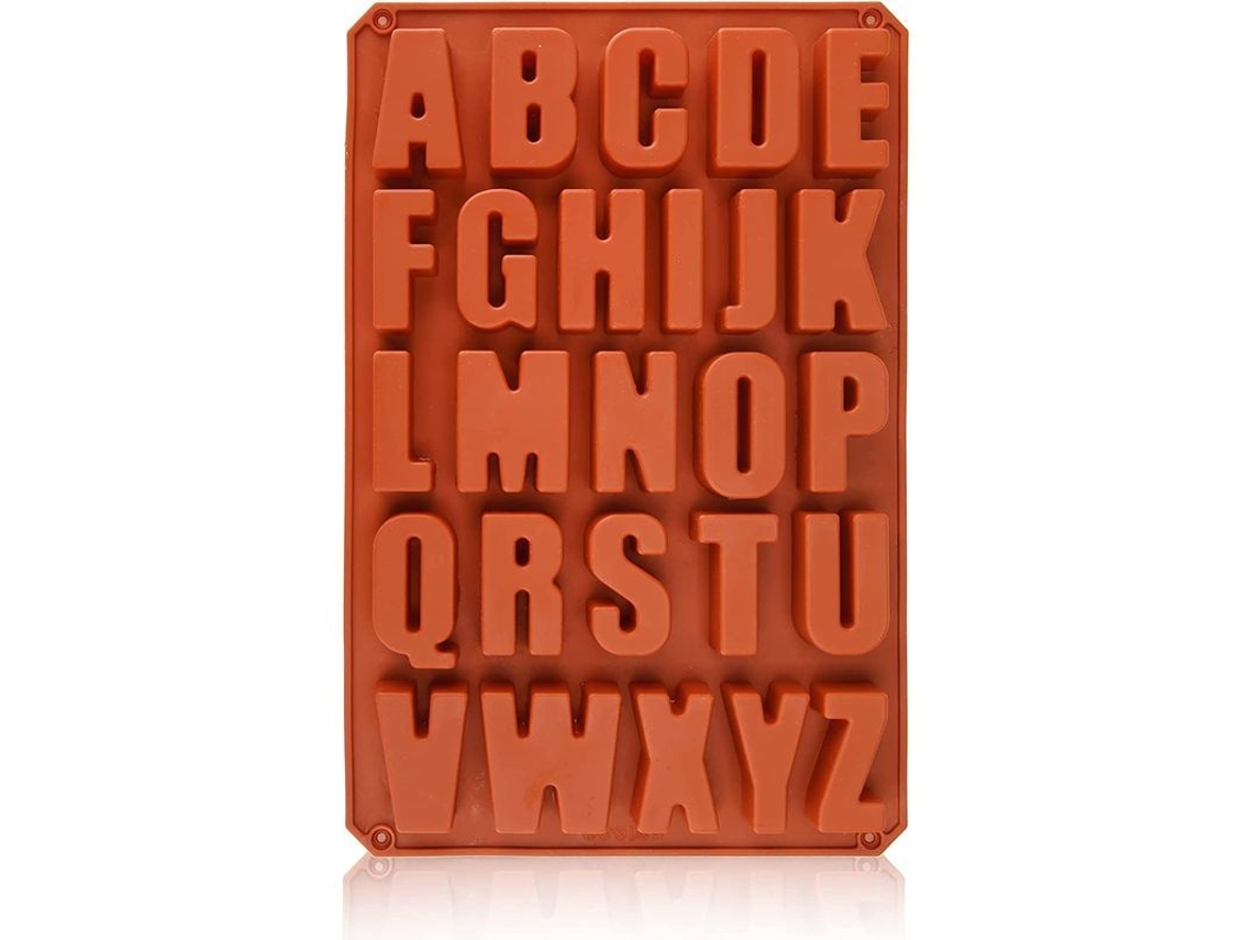 Letras Abc Nova Line de Silicone 26 Cavidades para Bolo Chocolate Cera Lápis de Cor S/MARCA