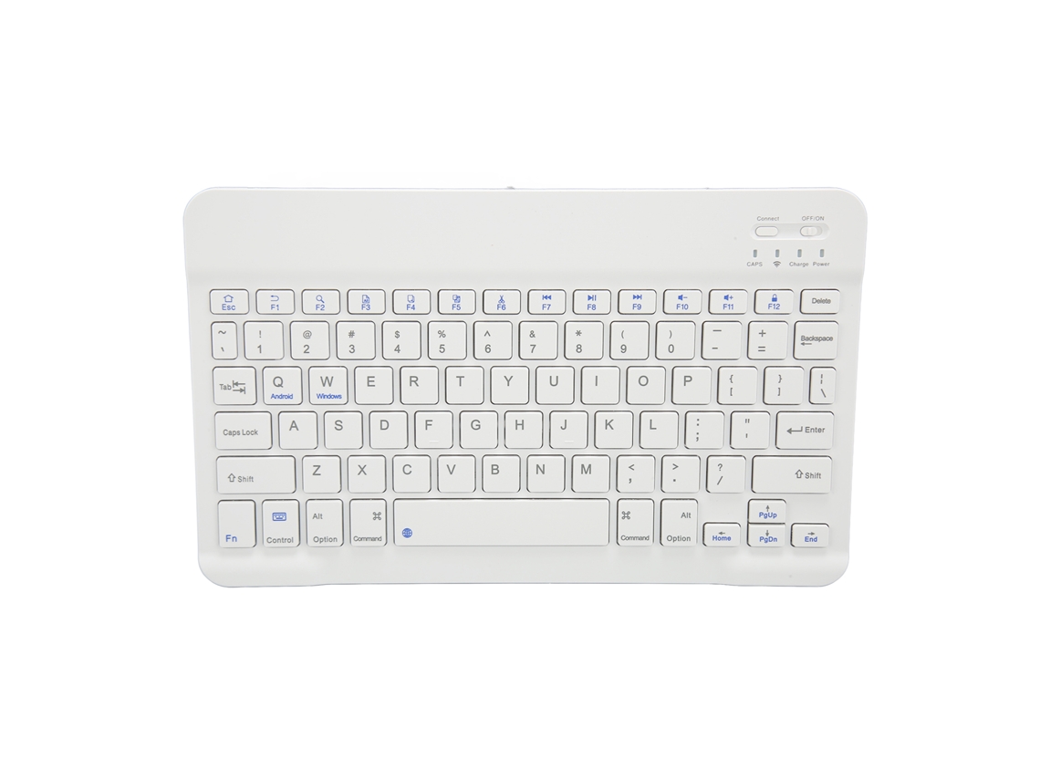 Teclado Sem Fio Bluetooth De 10 Polegadas Silencioso Com Teclas Multimídia Para Tablet E Telefone Ios Branco