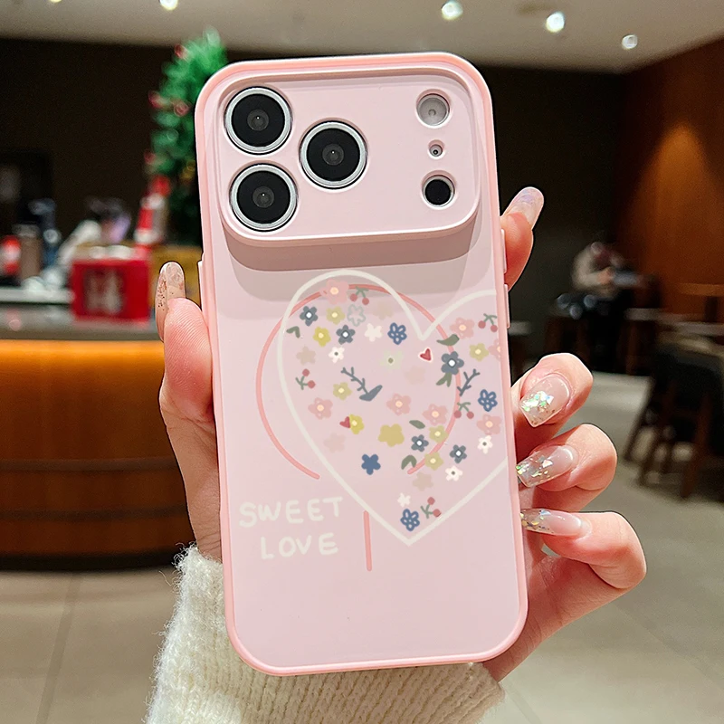 Capa Magnética Rígida De Policarbonato Para Iphone 13 Com Estampa De Corações (rosa).