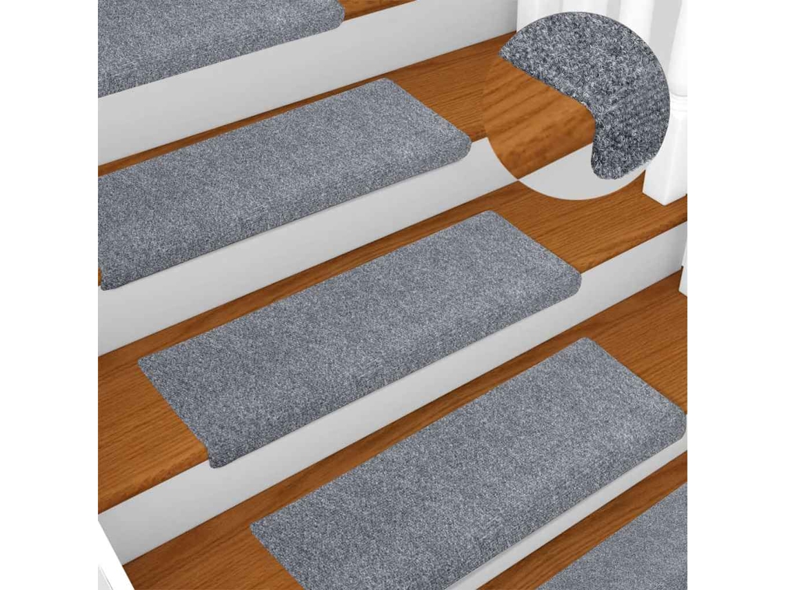 Vidaxl Tapetes De Escada Autoadesivos 5 Peças 65x21x4 Cm Cinza Claro Com Borda Retangular