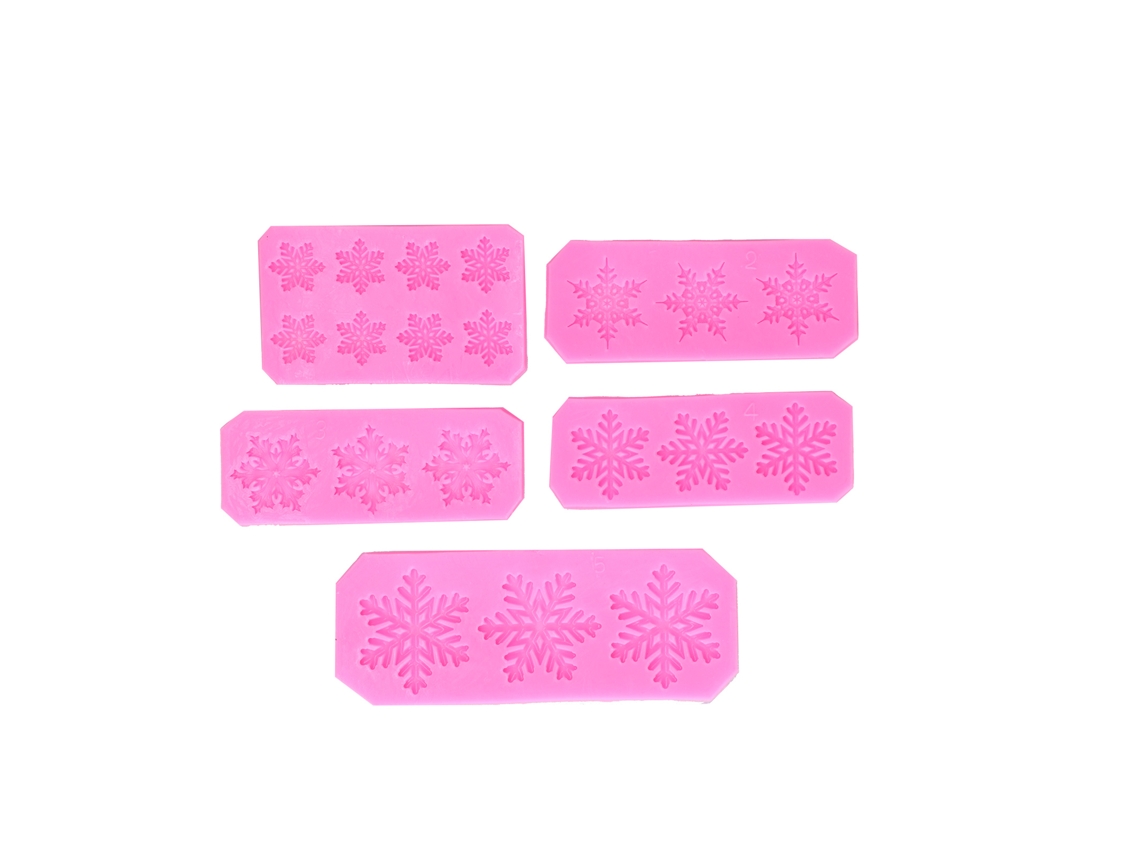 Laxiscreed Pack De 5 Moldes De Silicone Para Floco De Neve, Ideal Para Chocolate E Fondant No Natal