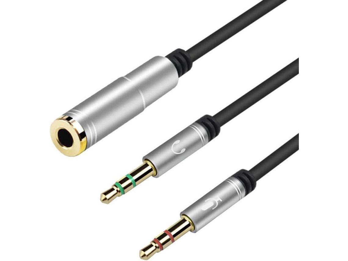 Adaptador de Áudio com Conector 3,5 Mm, Divisor Cabo Mm Fêmea para 2 Conectores Macho Duplos AQUAFORGE (2 Unidades)