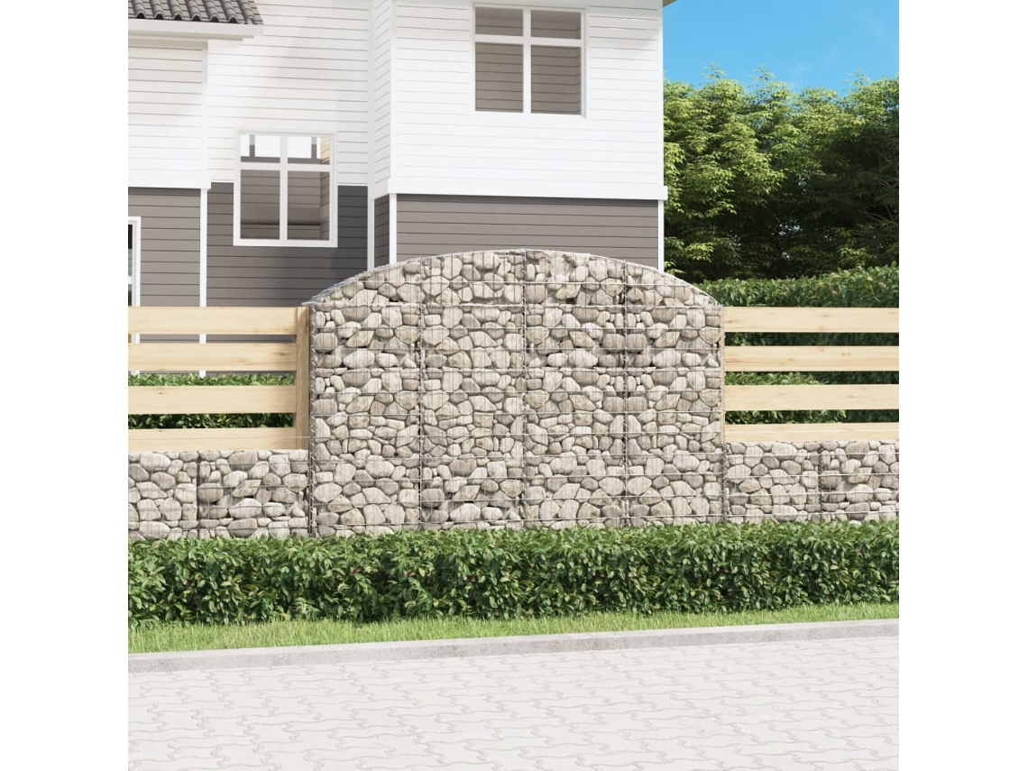 Vidaxl Cesto Gabião Arqueado 200x30x140/160 Cm Ferro Galvanizado