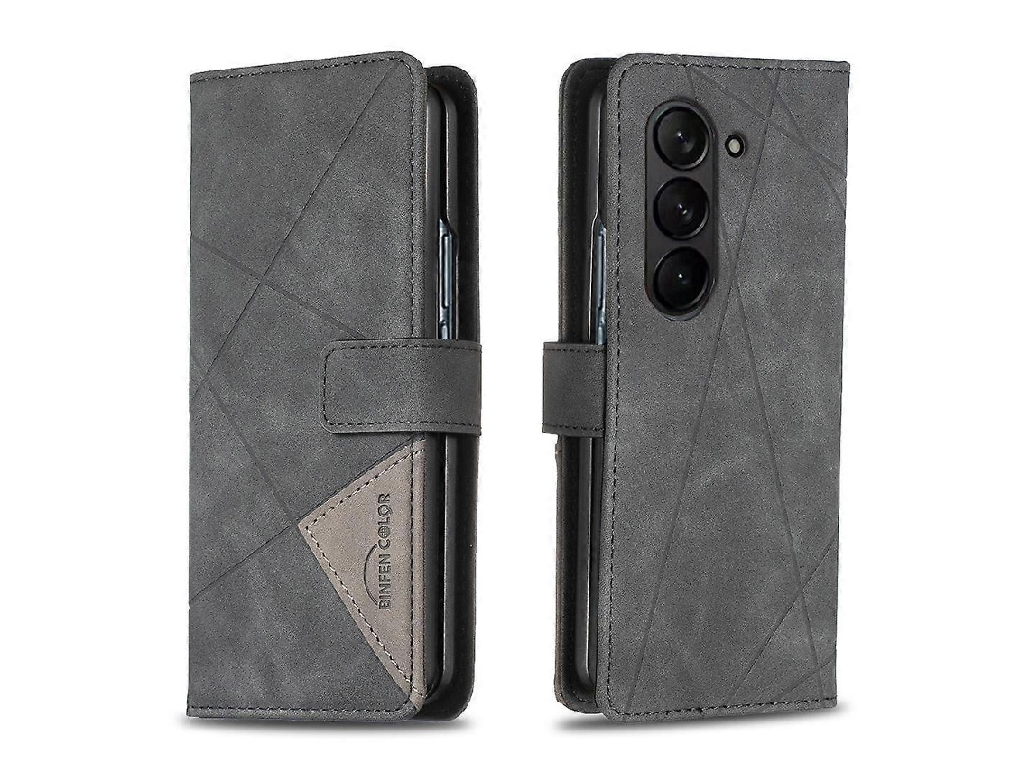 Capa De Celular Em Couro Com Textura De Losango E Fecho Magnético Para Samsung Galaxy Z Fold5