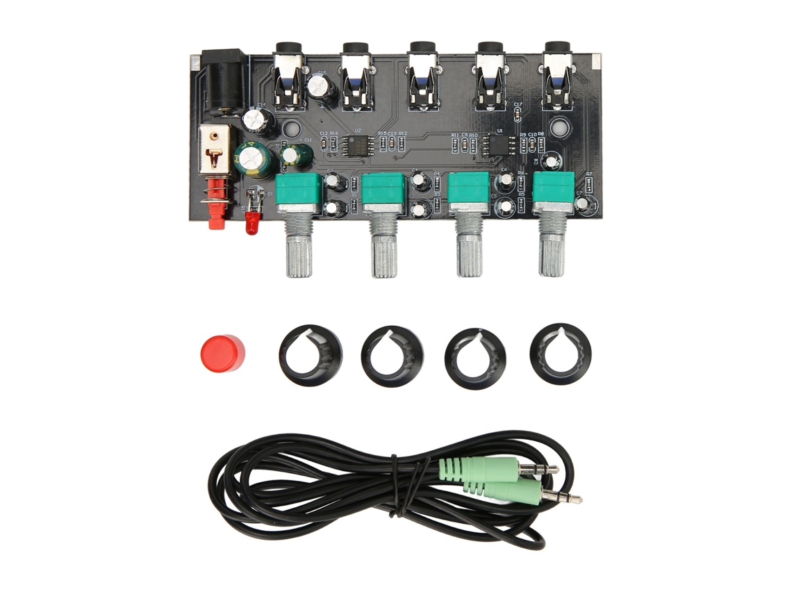 Mixer Estéreo 4 Entradas 1 Saída Com Volume Ajustável Amplificador Para Fones De Ouvido Diy