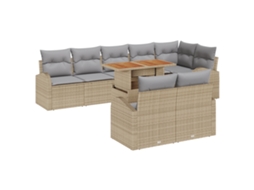 Conjunto 9 Conjunto De Sofá De Jardim Vidaxl Bege Vime Pe (100 X 55 X 73 Cm)
