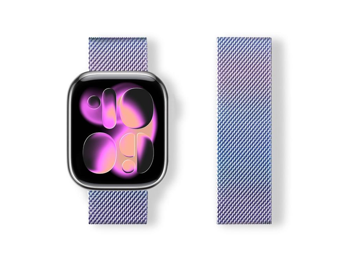 Bracelete para Apple Watch 46/49/45/44mm Aço Inoxidável Magnético Milanese Loop Colorida XIAOMOYU