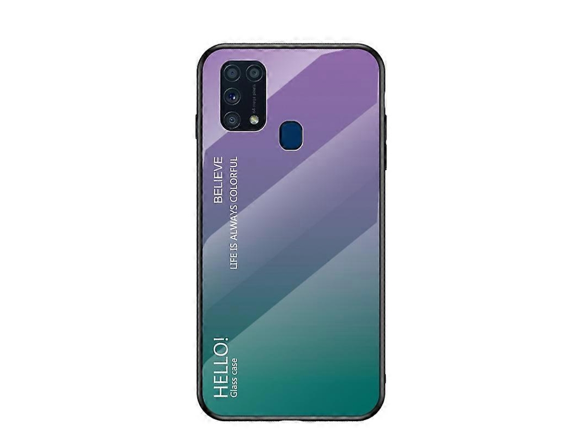 Capa Híbrida De Vidro Temperado Com Gradiente De Cor Pc Tpu Para Samsung Galaxy M31