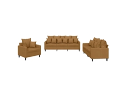 Maison Exclusive - 3 Pcs Conjunto De Sofás Com Almofadões Veludo Castanho