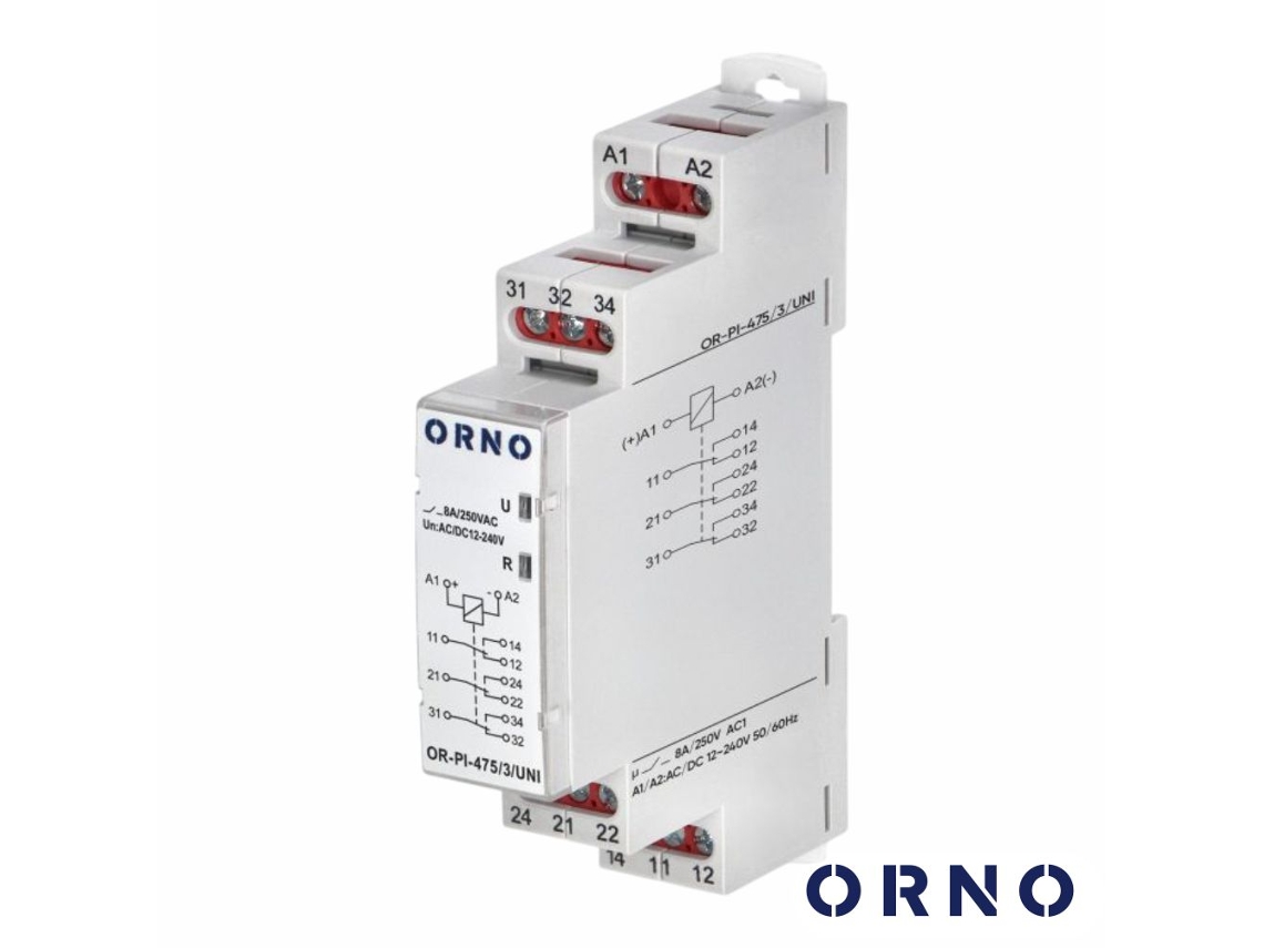 Contactor Energia Monofásico 230v 8a 3 Módulos Din ORNO