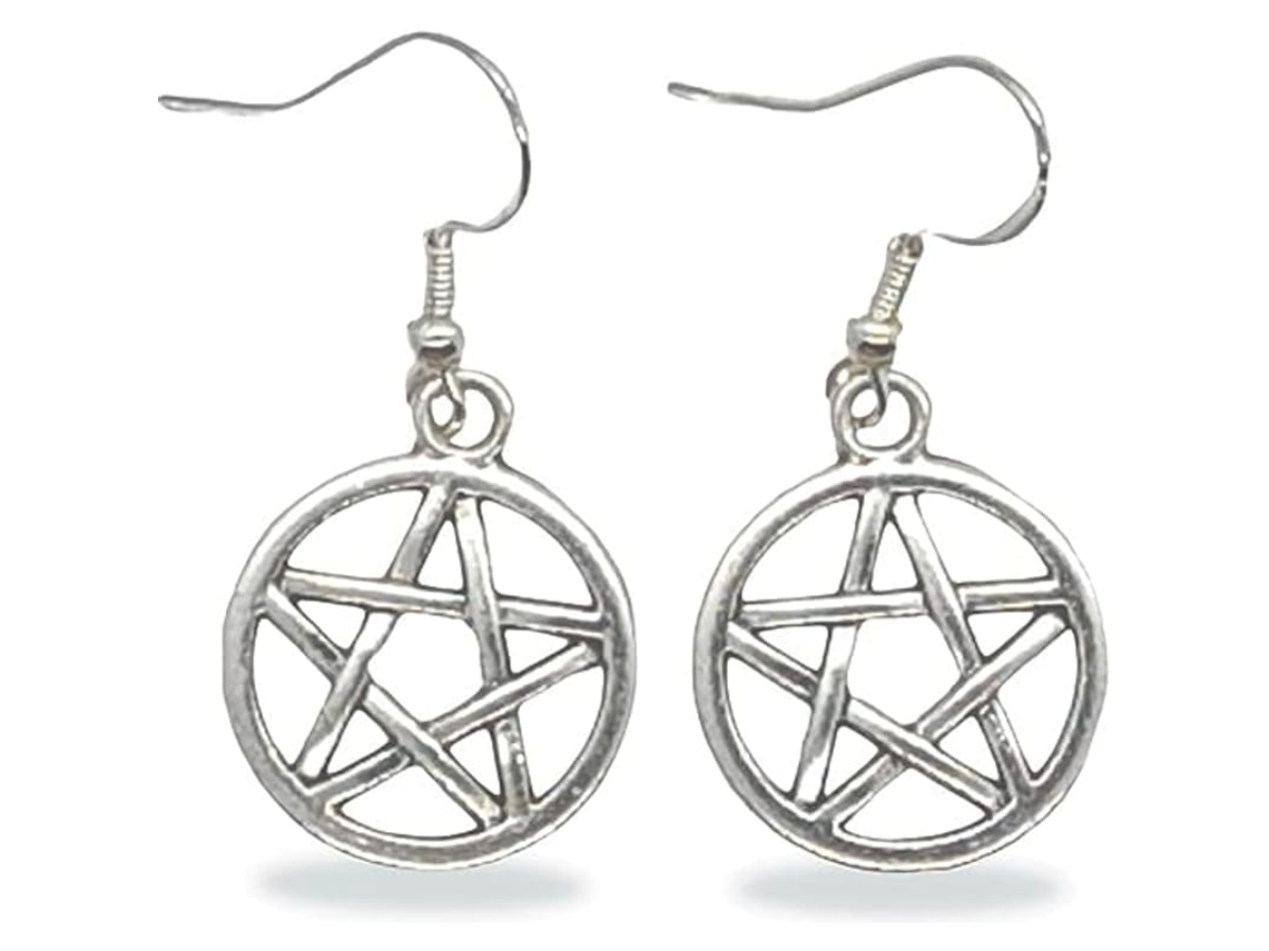 Brincos Goticos Halloween Com Pentaculo Pentagrama De Prata Esterlina 925 Hipoalergênico