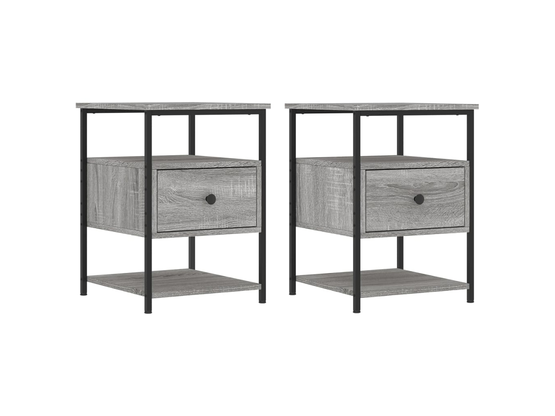 Bedside Cabinet, Bedside Cabinets Vidaxl Cinzeto Madeira Processada (n/a)