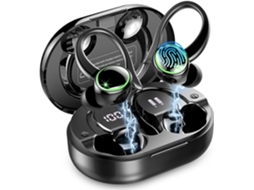 Fones de Ouvido Sem Fio com Gancho de Ouvido Bluetooth 5.3 Enc Microfone com Cancelamento de Ruído Graves Profundos Ip7 À Prova D'água JIAPEI (preto)