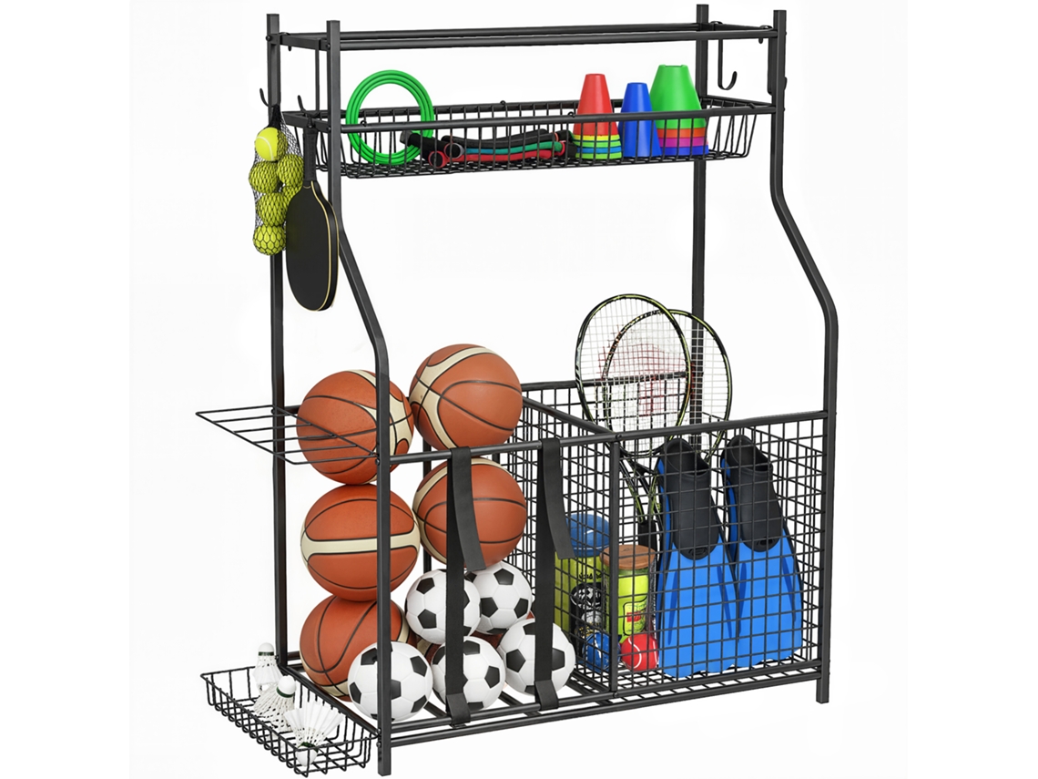 Organizador Desportivo Para Bolas Com Ganchos Preto